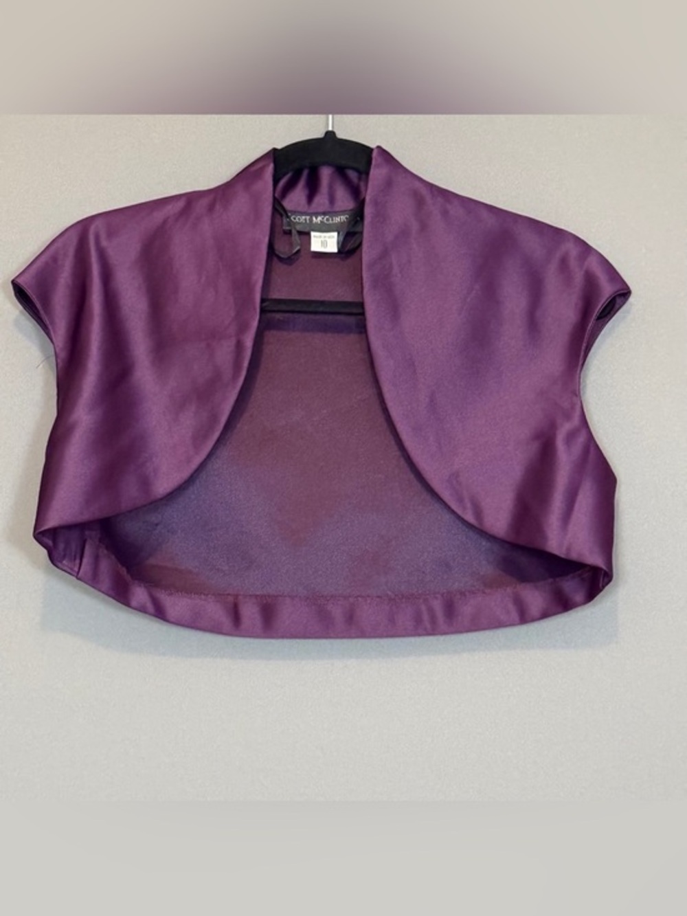 vtg Y2K Scott McClintock Purple Satin Bolero Shrug Formal Evening Jacket 10 M